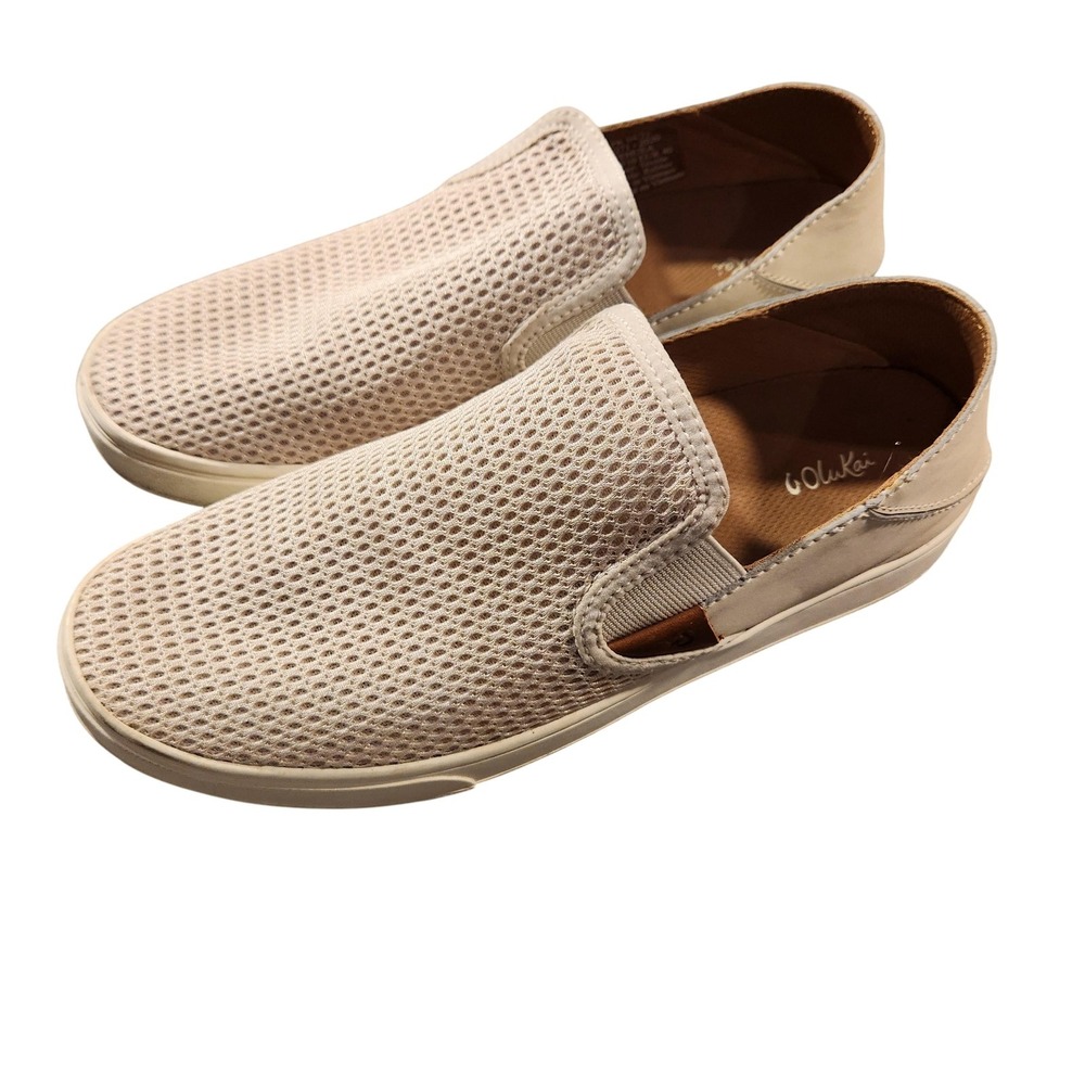 OluKai Pehuea Slip On‎ Shoes Womens Size 10 Beige Mesh Comfort Walking Casual